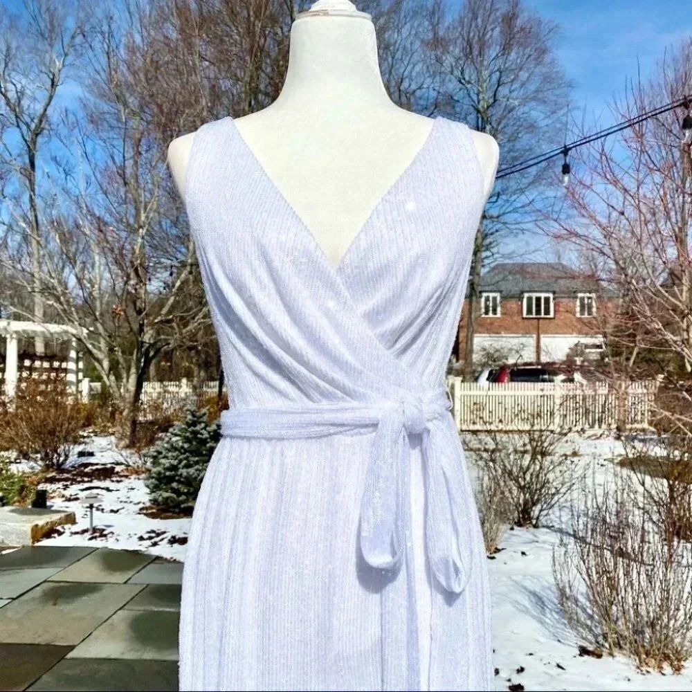 NWT Sachin and Babi Somers Sequin White Wedding Jumpsuit Wide Leg